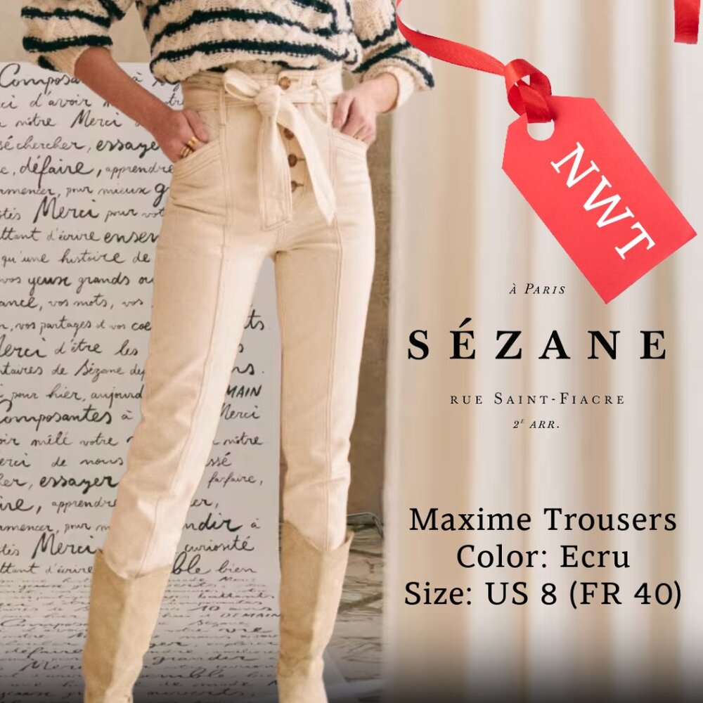 SEZANE - Maxime Trousers in Ecru - size US 8